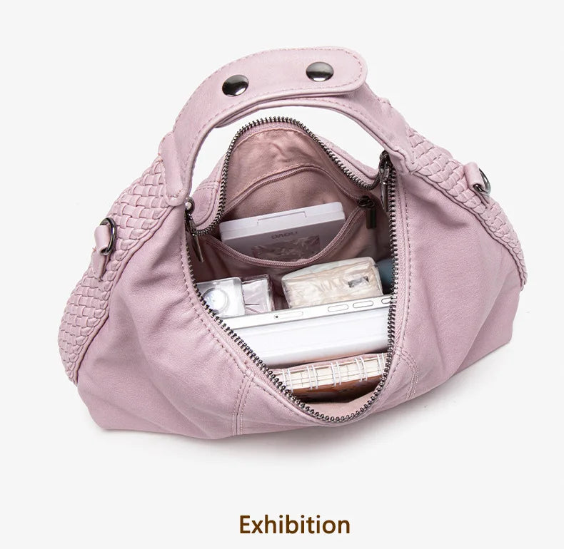 Damen-Hobo-Tasche Aus Weichem Kunstleder Mit Abnehmbarem Schulterriemen Schwarz Alltagstauglich