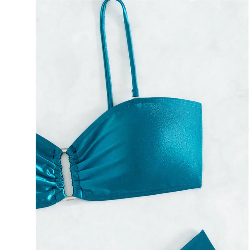 Verführerisches Bikini-Set mit Perlenkette und Push-up-Effekt – ideal für Strand und Pool
