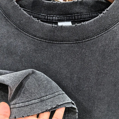 Unisex Zerrissenes T-Shirt im Vintage-Look für Hip Hop Streetwear