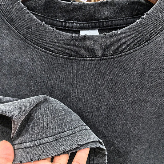 Unisex Zerrissenes T-Shirt im Vintage-Look für Hip Hop Streetwear
