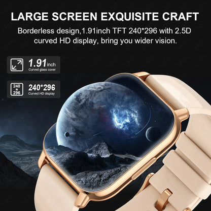 LIGE 2024 Neue Mode Smartwatch Männer 1,91 "HD Bildschirm Bluetooth Anruf Herzfrequenz Blutdruck Schlaf Überwachung Smart Uhr frauen