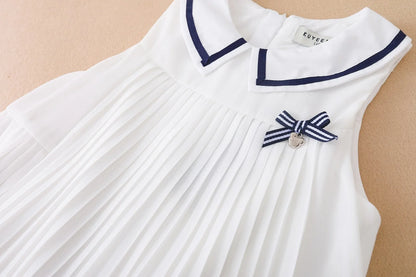 Mädchen Kleider Ärmellose Sommer Chiffon Plissee Kleidung Kinder Kleider Baby Mädchen Einteiliges Kleid