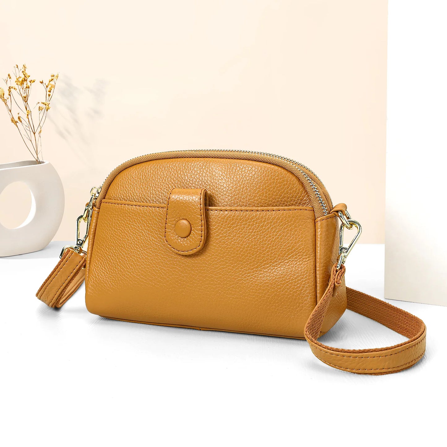 Damen-Handtasche Aus Rindleder Mit Mehreren Innenfächern Und Top-Griff Ideal für Alltag Und Abendveranstaltungen