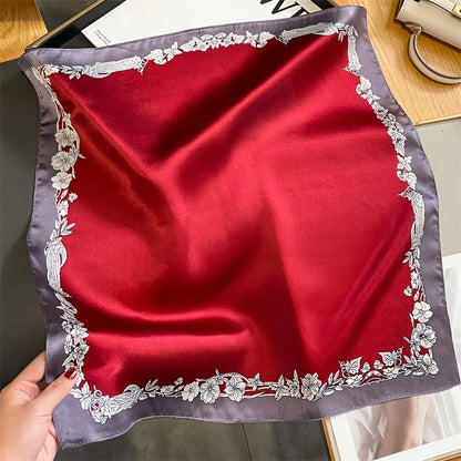 Damen Seidenschal klein Krawatte Haarband Bandana Foulard Kopftuch bedruckt