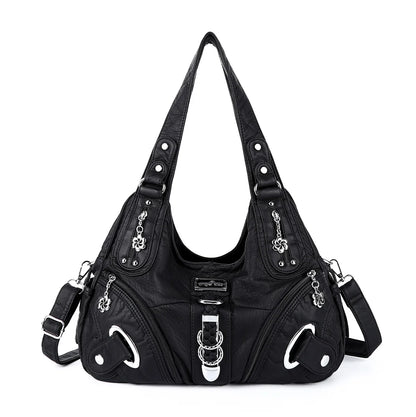 Damen-Schultertasche Vintage Stil mit Top-Griff große Handtasche für Alltag und Freizeit