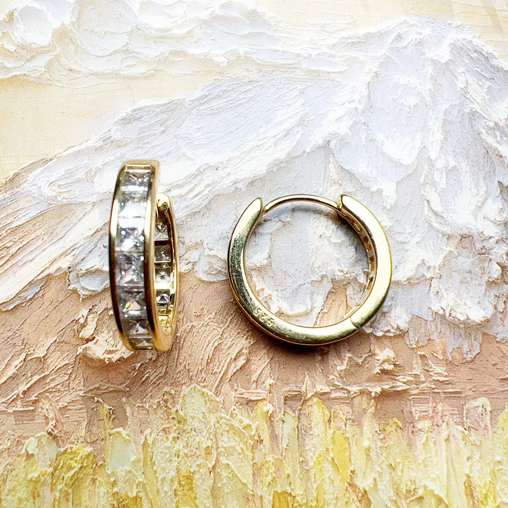 Damen-Creolen golden mit Scharnier aus Sterlingsilber