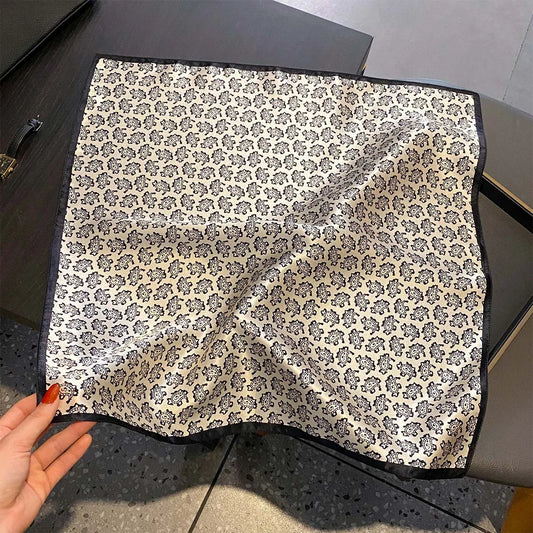 Damen Seidensatin Schal quadratisch Blumenprint Kopftuch Bandana 53cm