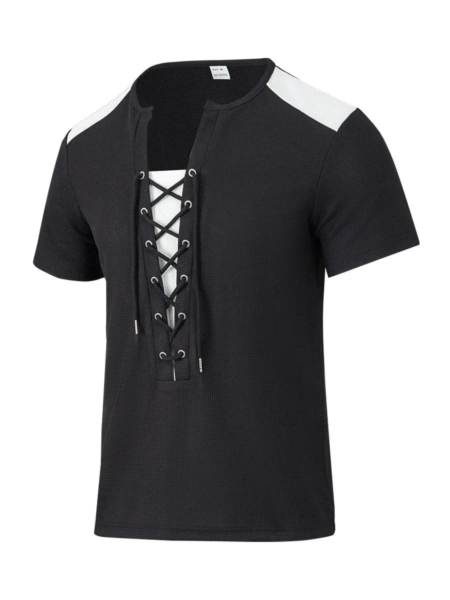 Kurzärmeliges Herren-Sommer-T-Shirt mit lockeren Streifen – vielseitiges, trendiges Oberteil für Paare
