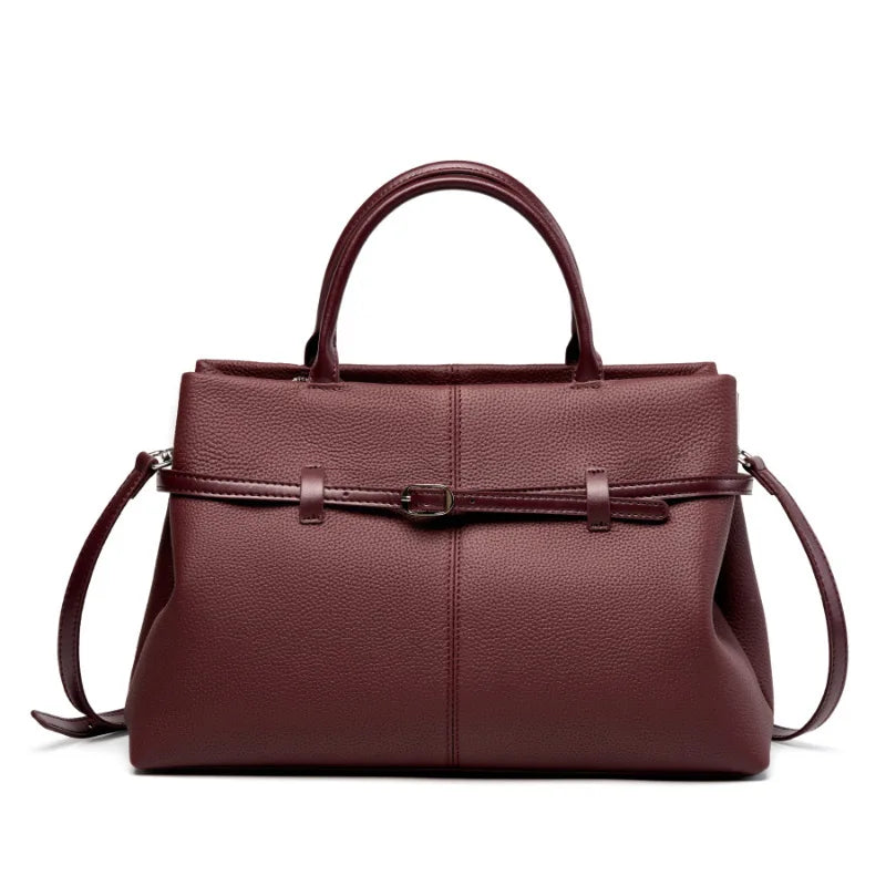 Leder-Top-Handle Tote | Vollnarbenleder Silberbeschläge