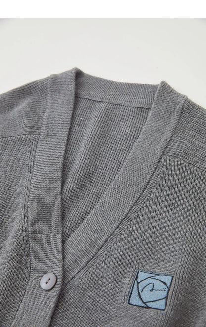 Damen-Strickjacke Wolle V-Ausschnitt Patchwork Stickerei kurz Französisch Herbst
