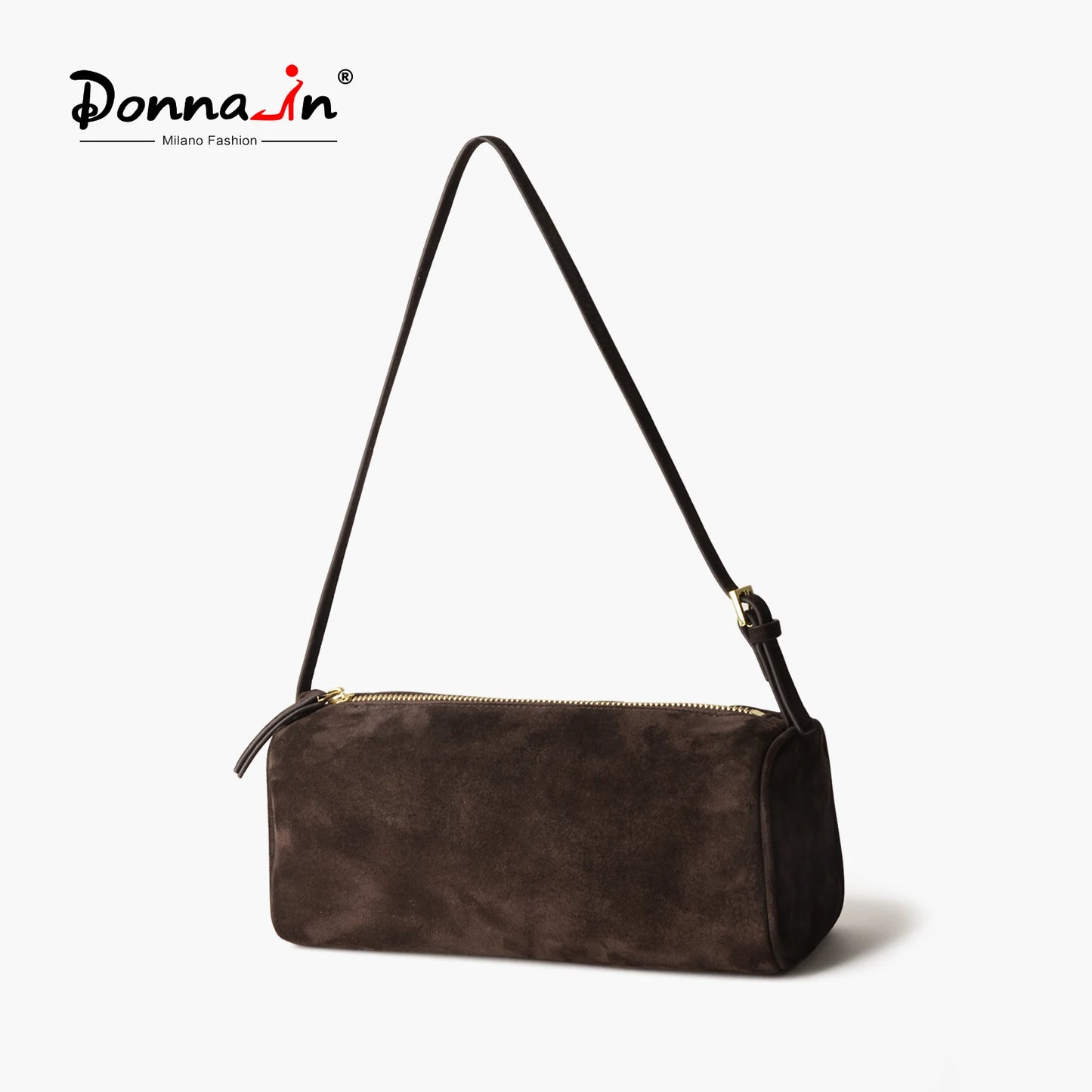 Lange Wildleder-Damentasche | Barrel-Form Schultertasche Luxus
