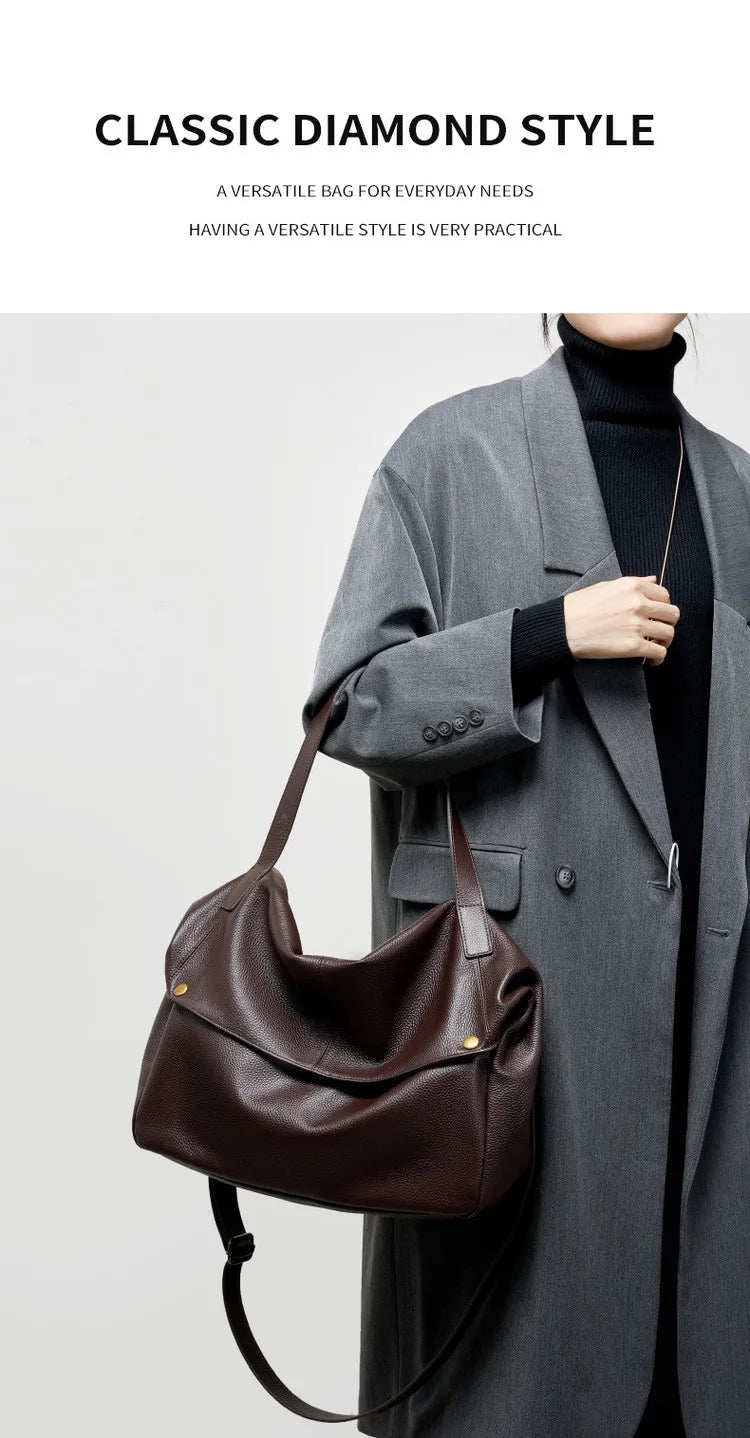 Damen Handtasche aus echtem Leder mit großer Kapazität