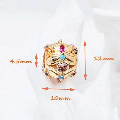 Schmuckperle mit bunten Steinen, Maße 10 mm Breite, 12 mm Höhe, 4,5 mm Tiefe