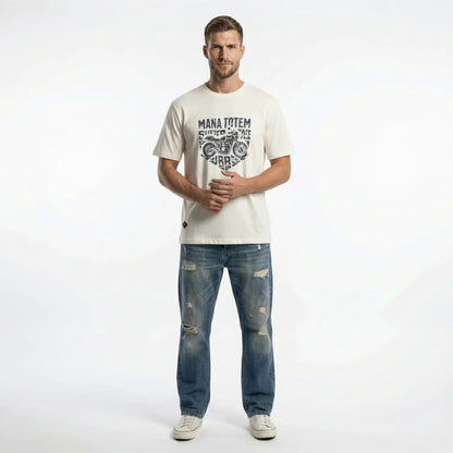 Komfortables Herren T-Shirt Mit Motorrad Druck In Reiner Baumwolle