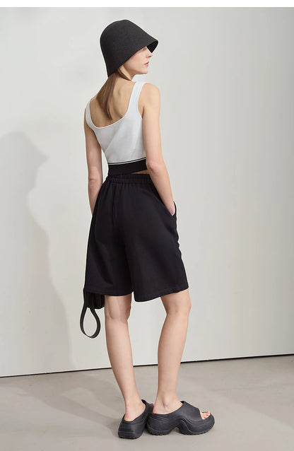 Damen Shorts aus leichtem Nylon-Baumwoll-Mix mit elastischer Taille und Taschen