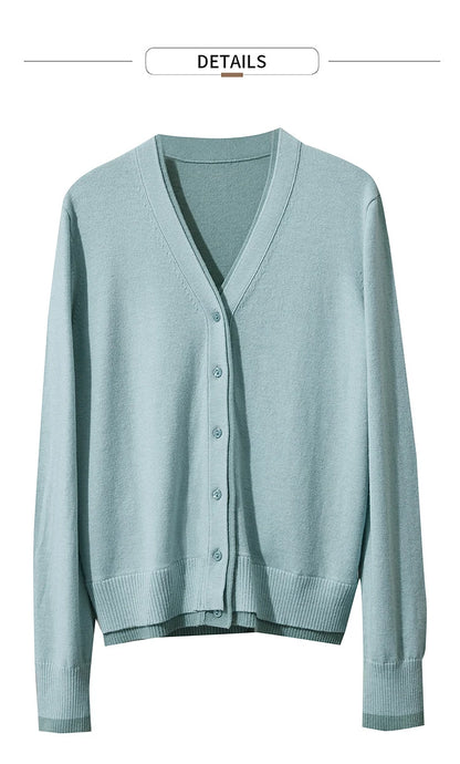 Damen-Strickjacke V-Ausschnitt koreanisch Fake-Zweiteilig Wolle locker Herbst