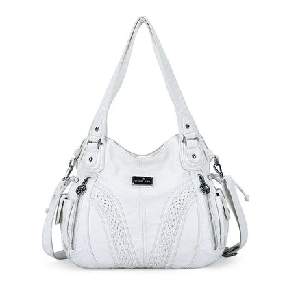 Damen-Schultertasche aus PU mit Mehrfachfächern, Reißverschluss und geräumigem Innenraum