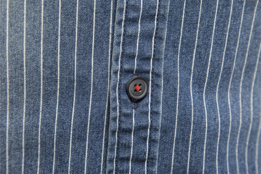 Herren Denim Shirts aus Baumwolle mit Streifen und langem Arm