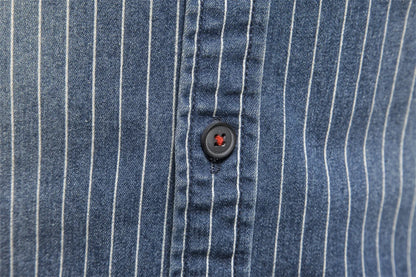 Herren Denim Shirts aus Baumwolle mit Streifen und langem Arm