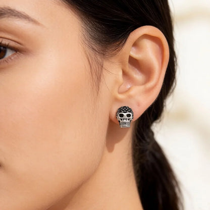 Damen-Ohrstecker Totenkopf Punk Europa aus Sterlingsilber