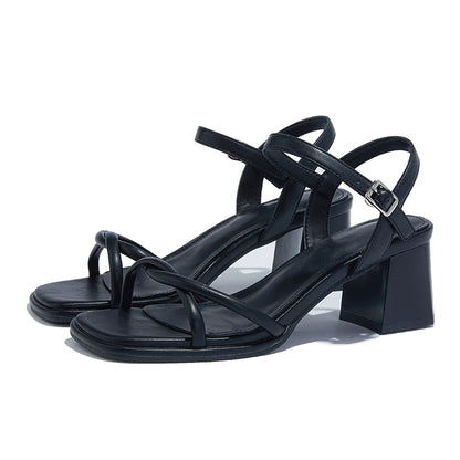 2025, neue Damensandalen, rutschfeste Mode-Sandalen mit quadratischem Absatz für Damen, große Sommer-High-Heels-Damenschuhe mit einem Riemen
