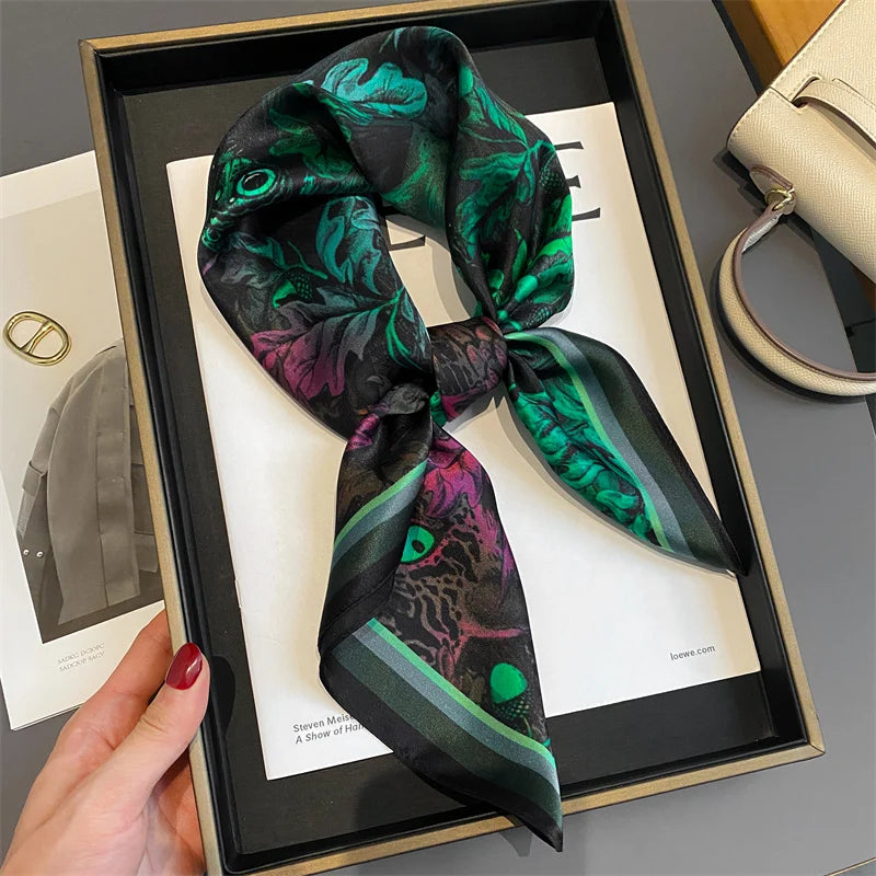 Damen Seidenschal Blumenprint quadratisch Halstuch Hijab Bandana Frühling B