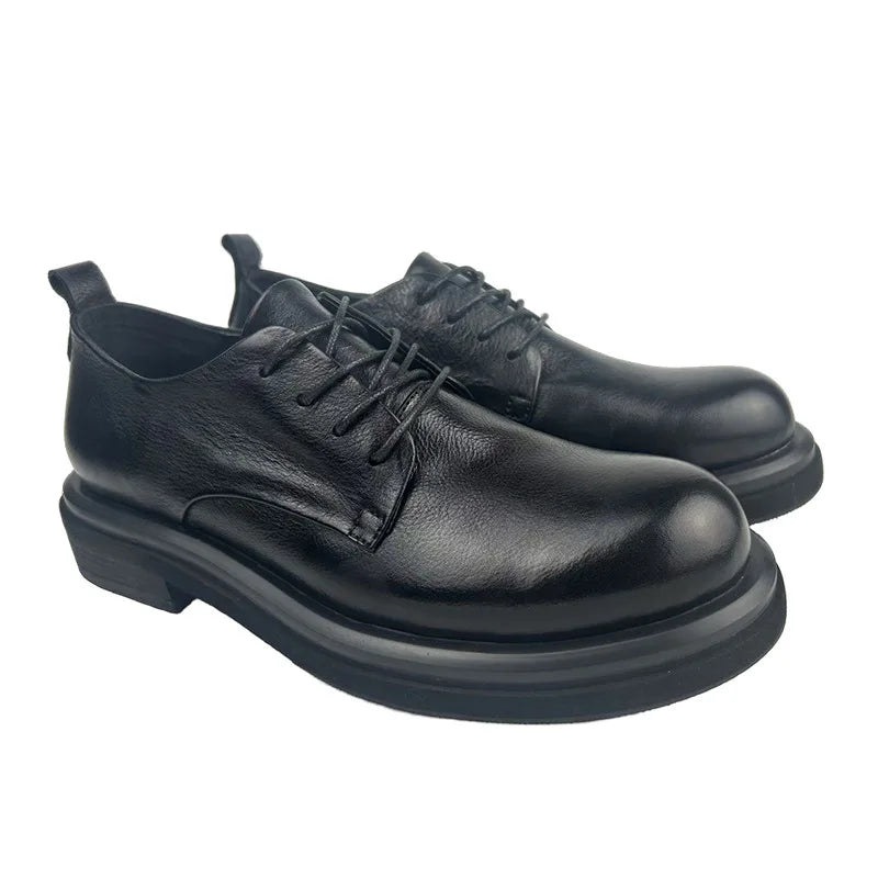 Herren-Schnürschuhe aus Leder in Schwarz/Kaffee – elegant & strapazierfähig