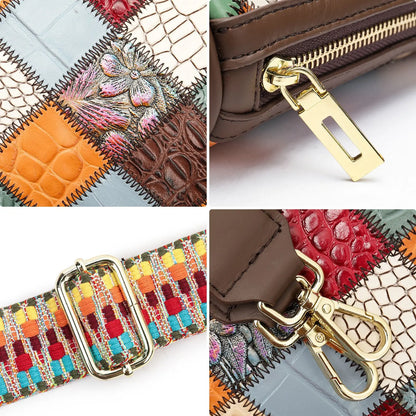 Damen-Schultertasche Patchwork-Leder Boho-Stil