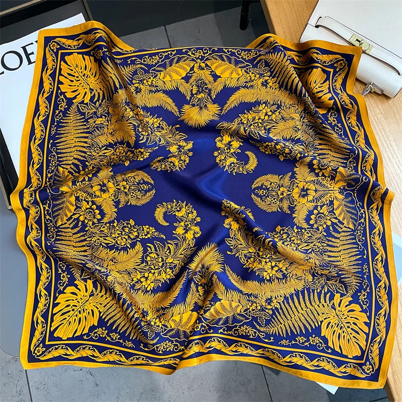 Damen Seidenschal quadratisch einfarbig Halstuch Bandana Foulard Frühling Sommer