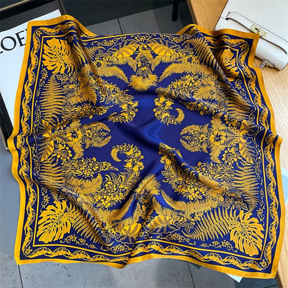 Damen Seidenschal quadratisch einfarbig Halstuch Bandana Foulard Frühling Sommer