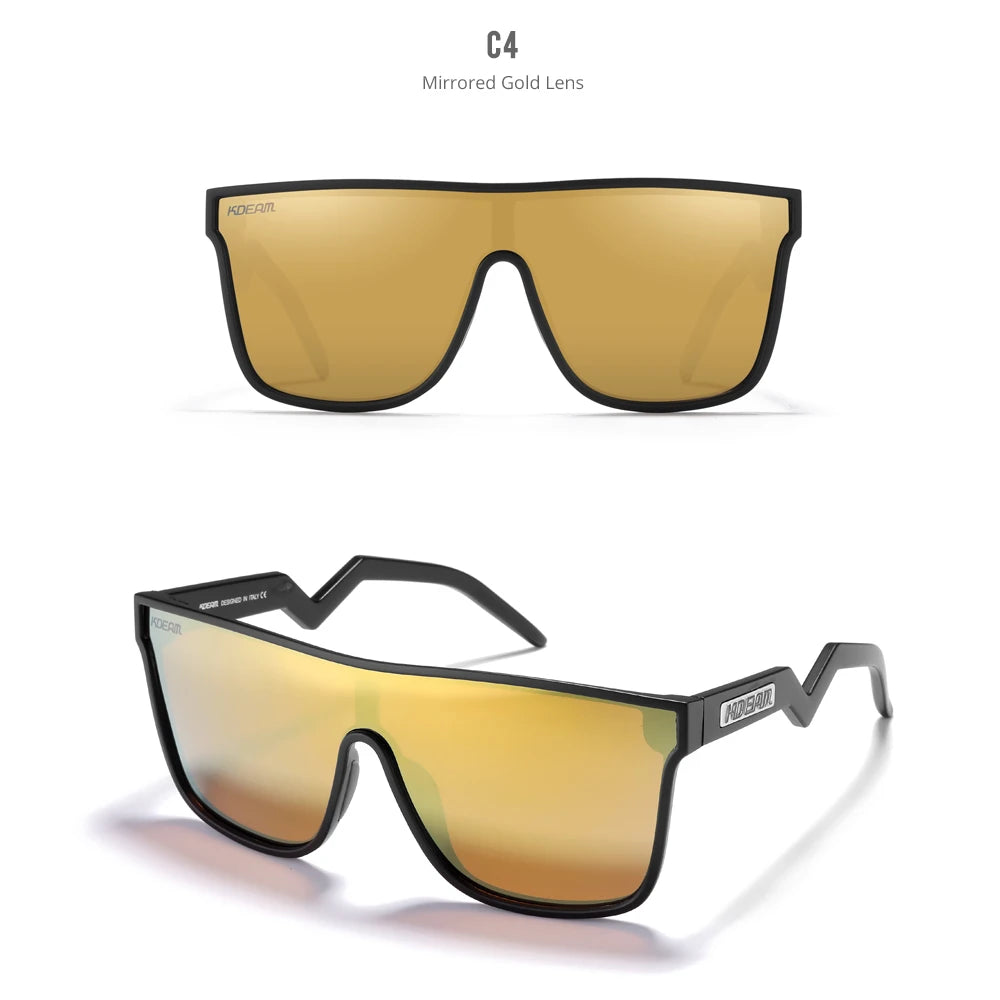 Sonnenbrille Einteiler übergroß polarisiert gebogene Gläser Herren