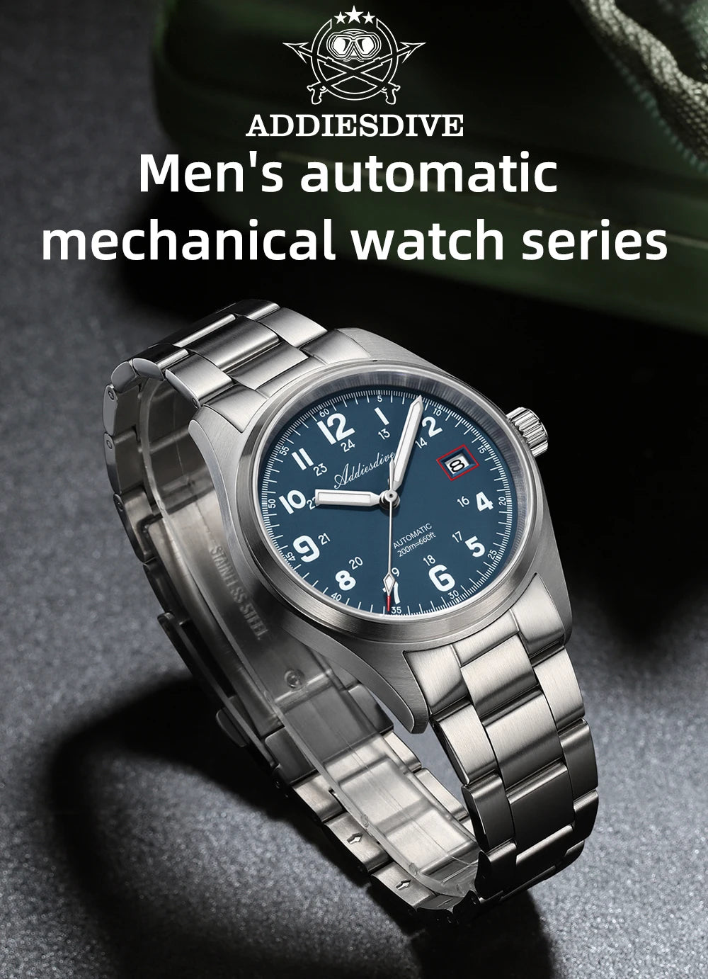 Herren-Vintage-Automatikuhr mit Saphirglas und NH35A-Werk