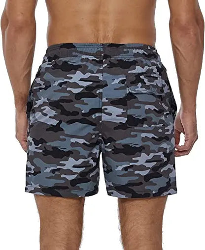 Herren-Badeshorts mit Farbverlauf, schnelltrocknend, mit Reißverschlusstaschen und Mesh-Futter – modische Schwimmshorts für den Strand