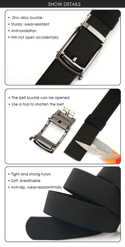 VATLY Elastik-Gürtel Herren Gunmetal Automatik-Schnalle Nylon Einheitsgröße