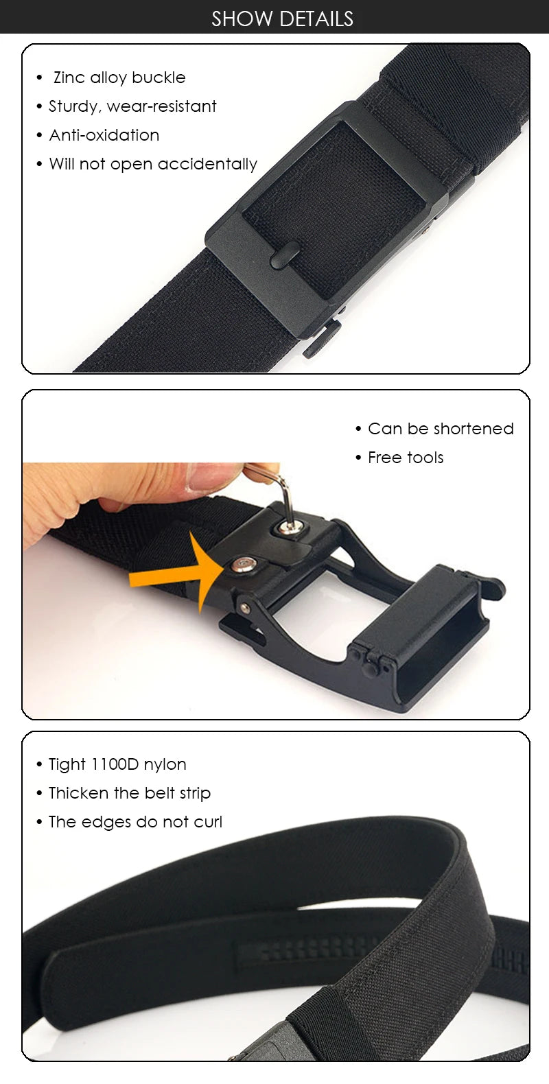 VATLTY New Hard Tactical Belt for Men Metal Automatic Buckle IPSC Gun Belt 1100D Nylon Military Belt Outdoor Sports Girdle Male