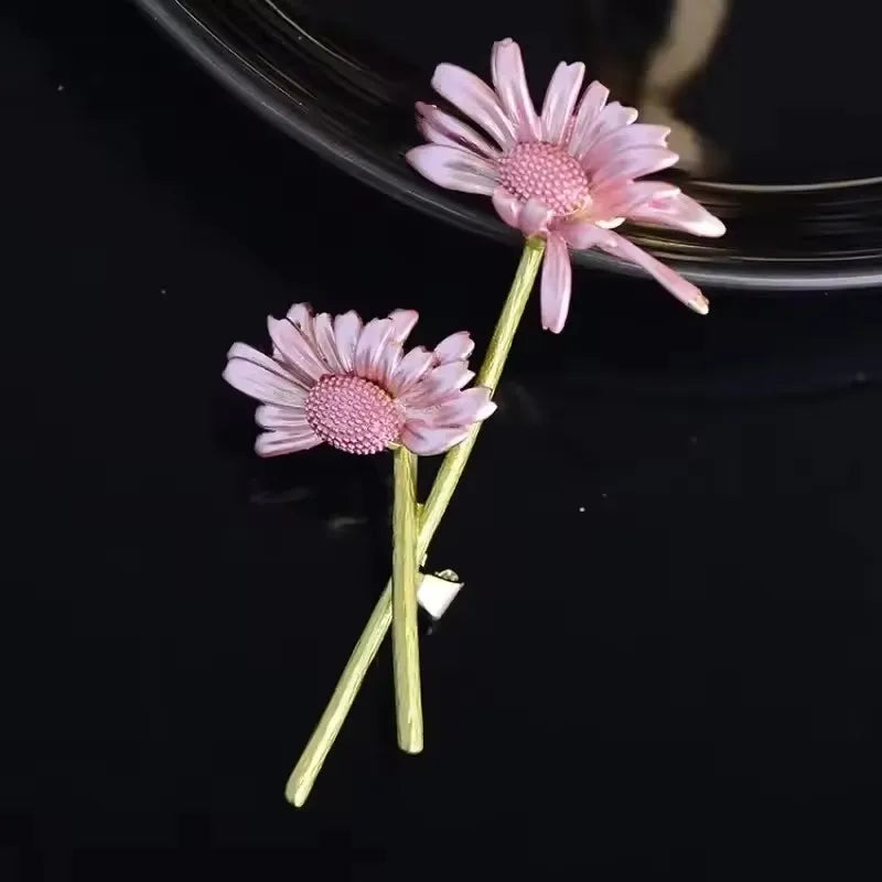 Brosche Blume Emaille Strass Anstecknadel vielseitig Damen