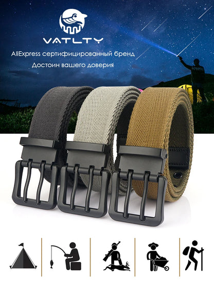 VATLY Vintage Wendegürtel Herren Canvas 38mm Doppelnadel-Schnalle Arbeit