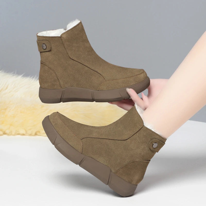 AIYUQI Snow Boot Women 2025 Winter New Suede Genuine Leather Women Short Boots Natural Wool Warm Non-slip Women's Ankle Boots