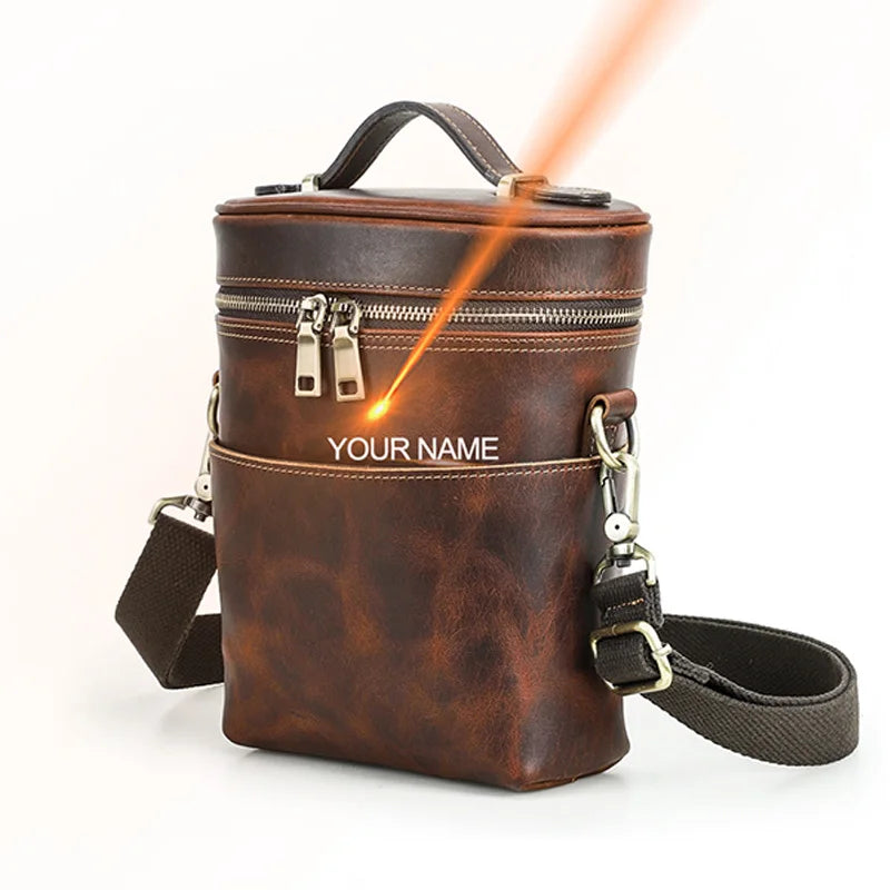 Braune Echtleder-Gürteltasche mit Reißverschluss und verstellbarem Schultergurt, kompakt.