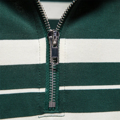 Herren Langarm Polo Shirt aus Baumwolle mit gestreiftem Reißverschluss