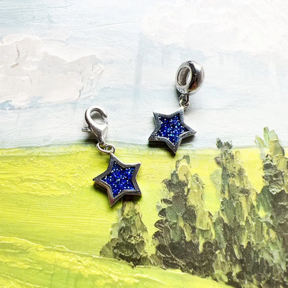 Damen-Charm-Anhänger blauer Stern Böhmen II aus Sterlingsilber
