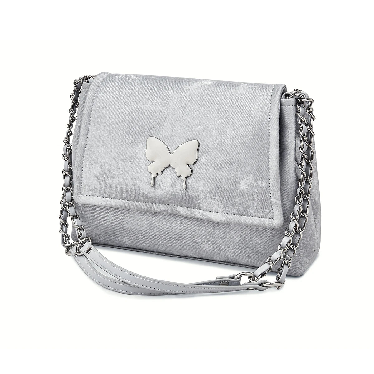 Elegante Damen Schultertasche aus PU-Leder mit Schmetterlings-Dekor