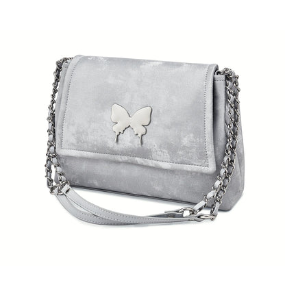 Elegante Damen Schultertasche aus PU-Leder mit Schmetterlings-Dekor