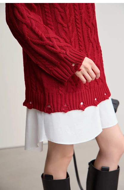 Damen-Rollkragenpullover Acryl locker warm Retro Winter