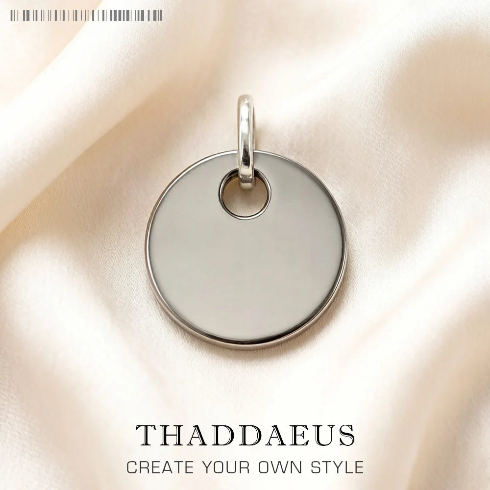 Damen-Charm-Anhänger Hämatit Scheibe Ornament klassisch aus Sterlingsilber
