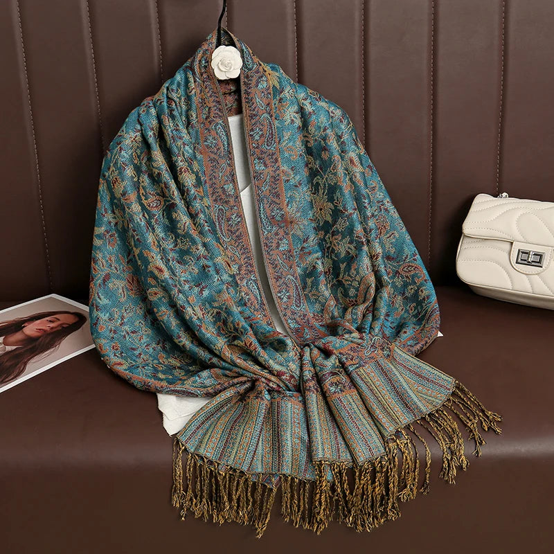 Damen Winterschal Kaschmir Pashmina Luxus Druck warm Stolen Foulard Baumwolle