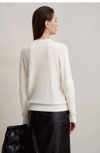 Damen-Rollkragenpullover Wolle-Kaschmir locker Herbst