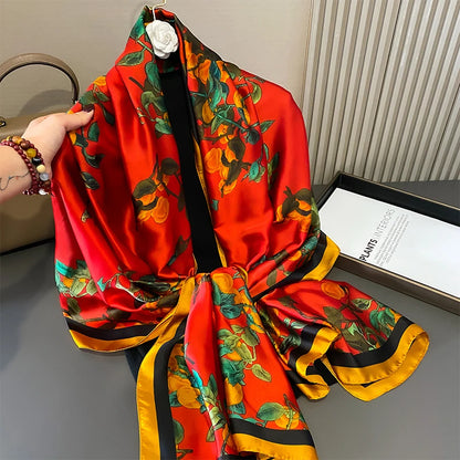 Damen Satin Seidenschal Hijab Sommer Sonnenschutz Strand Kopftuch Foulard