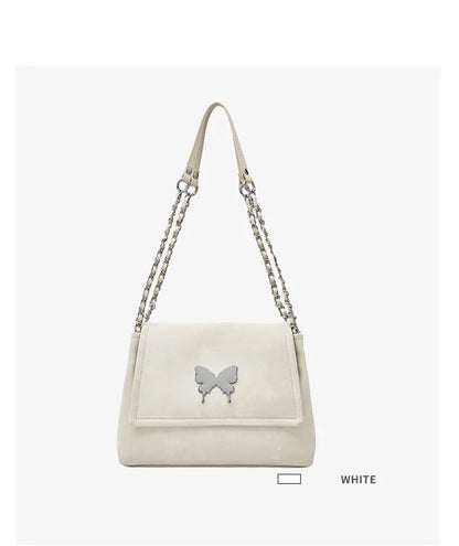 Elegante Damen Schultertasche aus PU-Leder mit Schmetterlings-Dekor