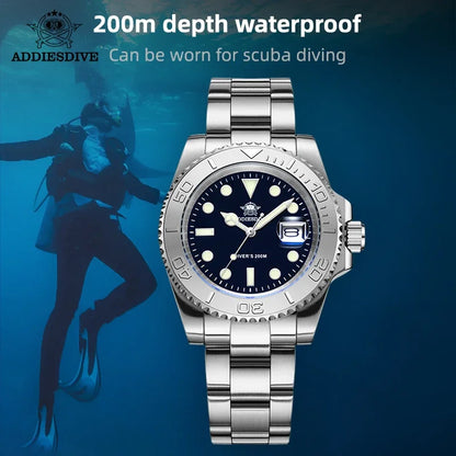 ADDIESDIVE 41mm reloj hombre Watch For Men 20Bar Diving 316L Stainless Steel Montre Homme BGW9 Super Luminous Quartz Watches